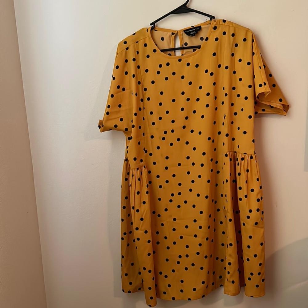 Mustard yellow dress with black Polka dots
